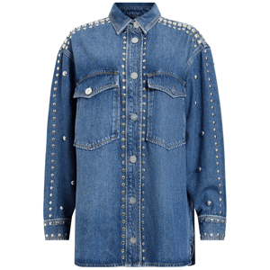 AllSaints Alba Studded Oversized Denim Shirt